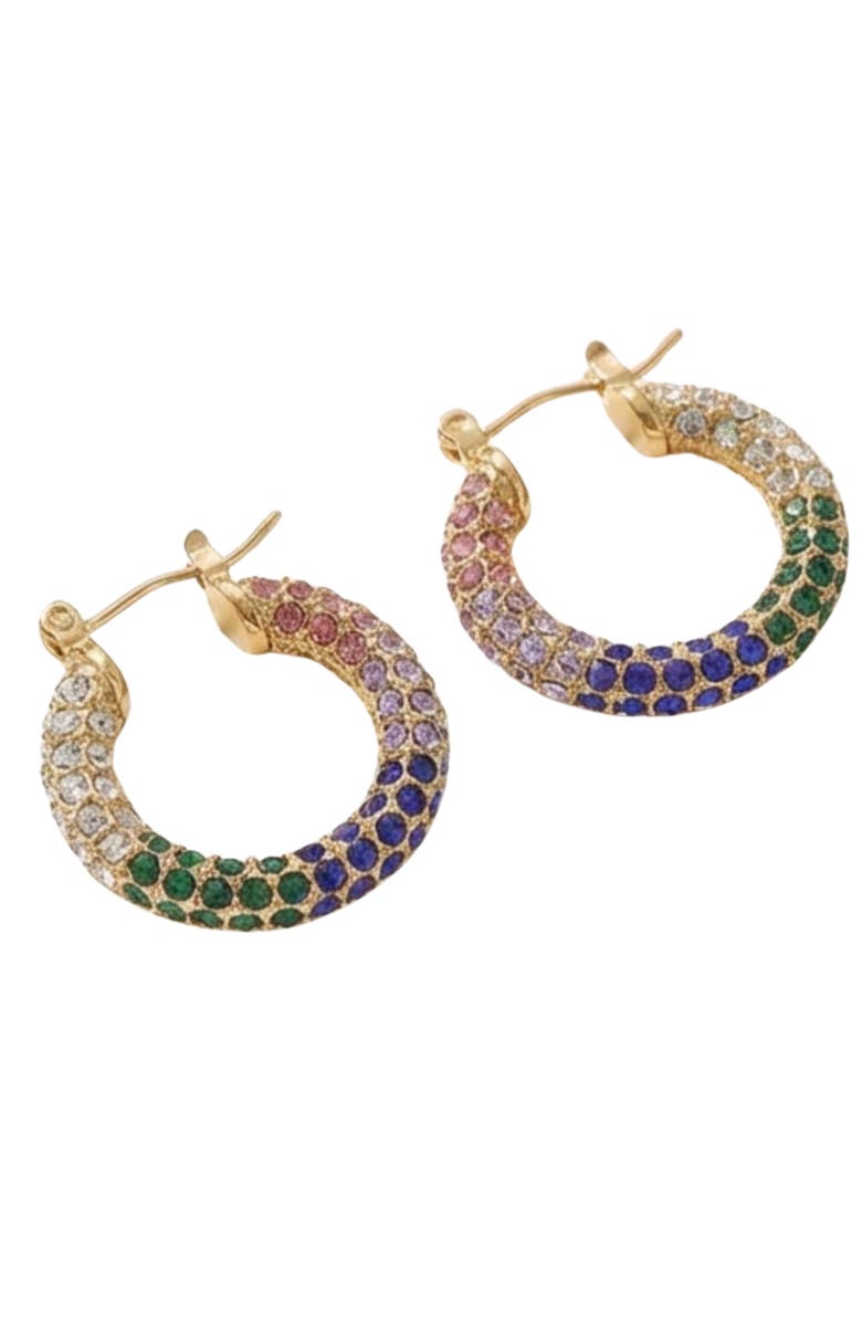 AKALIA Vivienne Waterproof Rhinestone Statement Hoop, Main, color, Gold