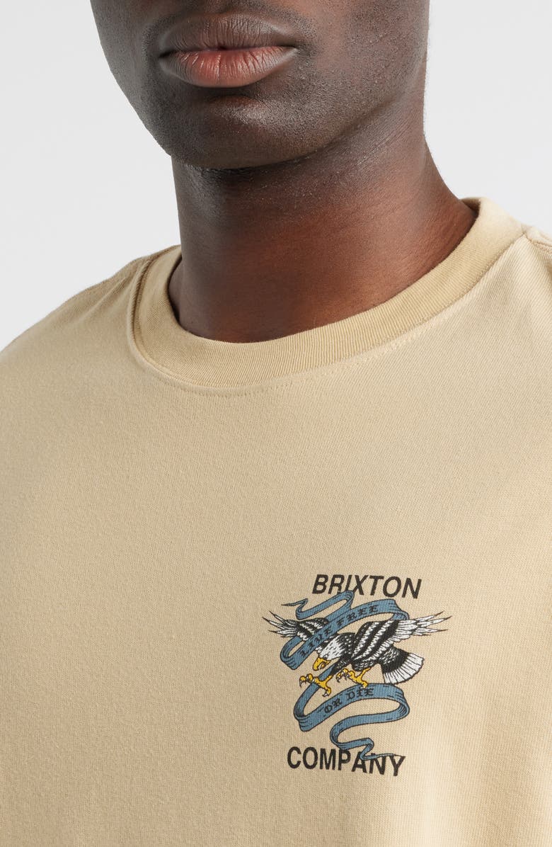 Brixton Live Free Relaxed Fit Cotton Graphic T-Shirt, Alternate, color, Cream Classic Wash