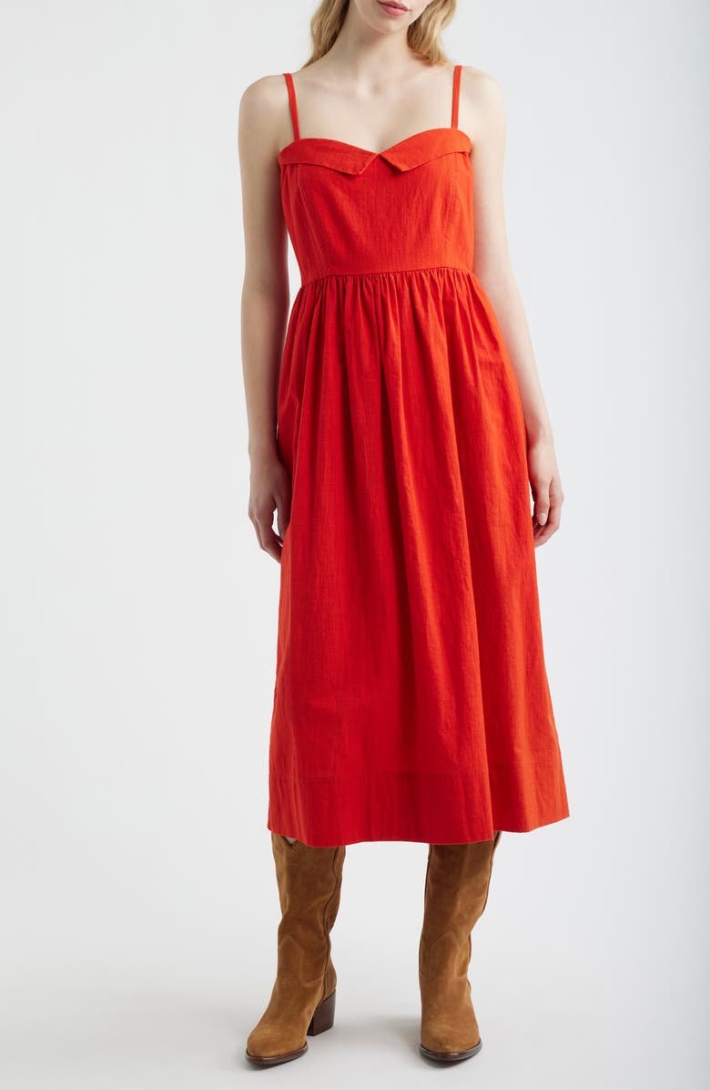 THE GREAT. Verse Cotton Sundress, Main, color, Hot Red