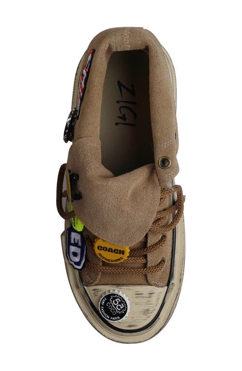 Zigi Distressed Platform Sneaker In Tan Suede