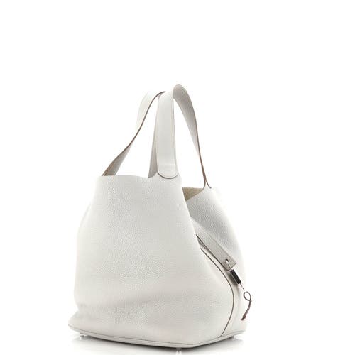 Pre-owned Hermes Hermes Picotin Lock Bag Clemence Gm In Gray