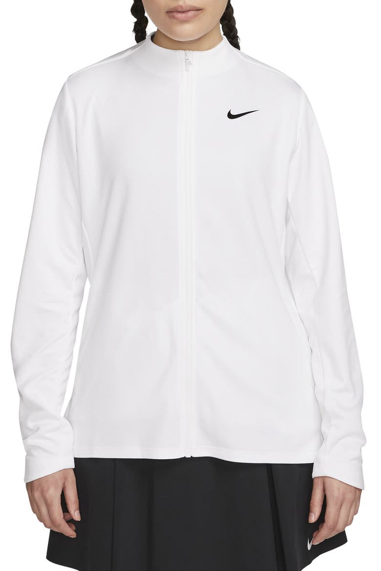 Dri-FIT UV Advantage Zip-Up Top, Main, color, WHITE/ BLACK