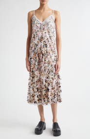Marni Sequin, Rhinestone & Lace Mesh Midi Slipdress