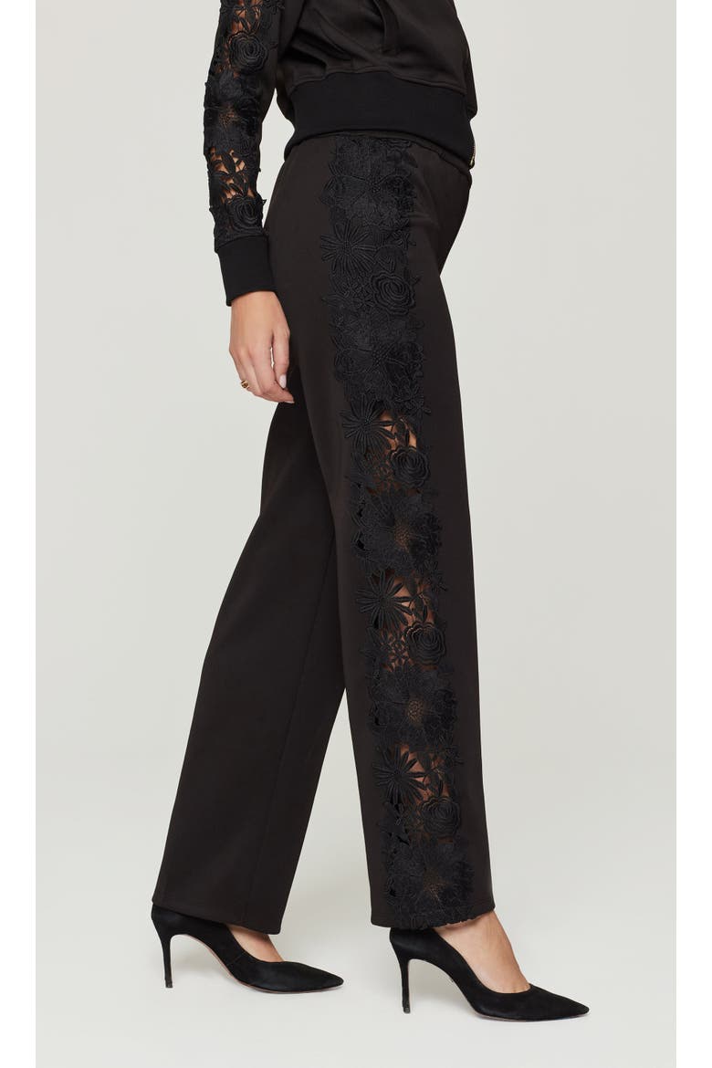 Kensley Lace Combo Pants, Alternate, color, Black