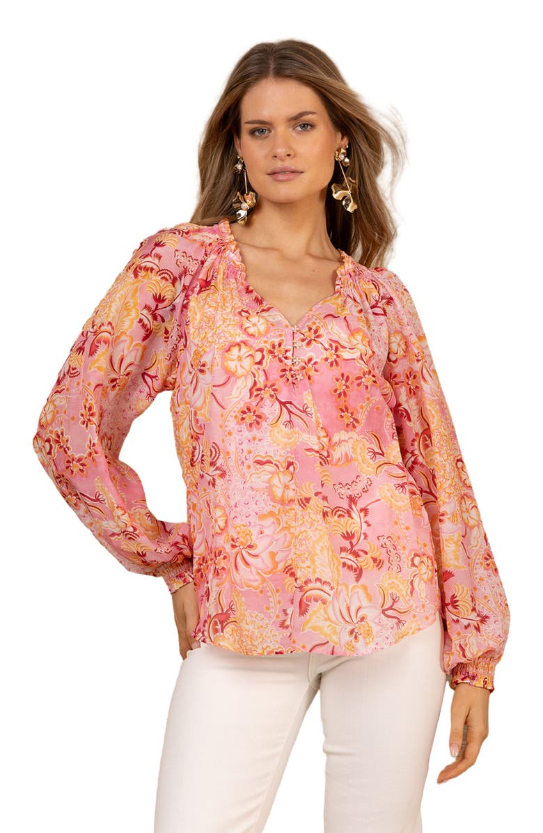 Hale Bob Nataly Colton Voile Top, Alternate, color, Coral