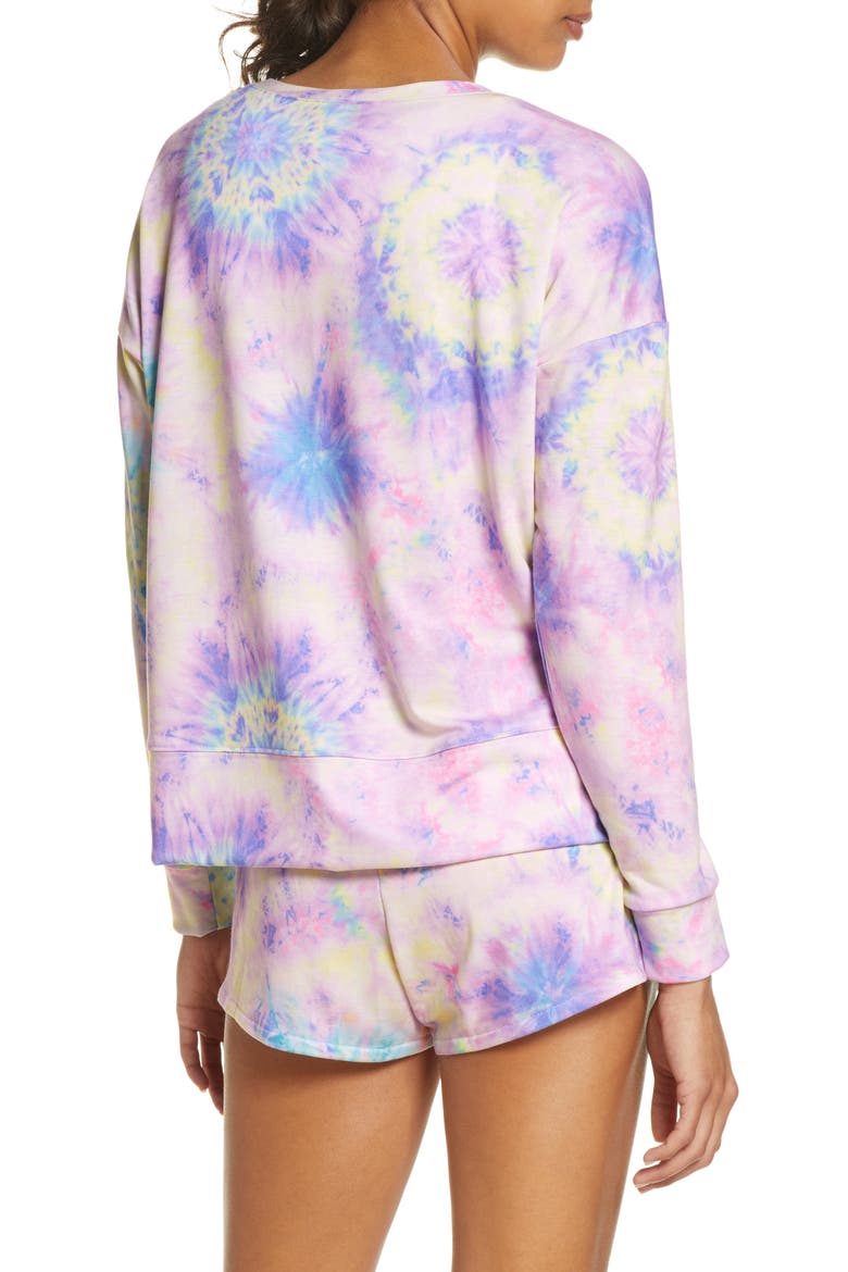 High/Low Sweatshirt, Alternate, color, YELLOW NEON TIE DYE