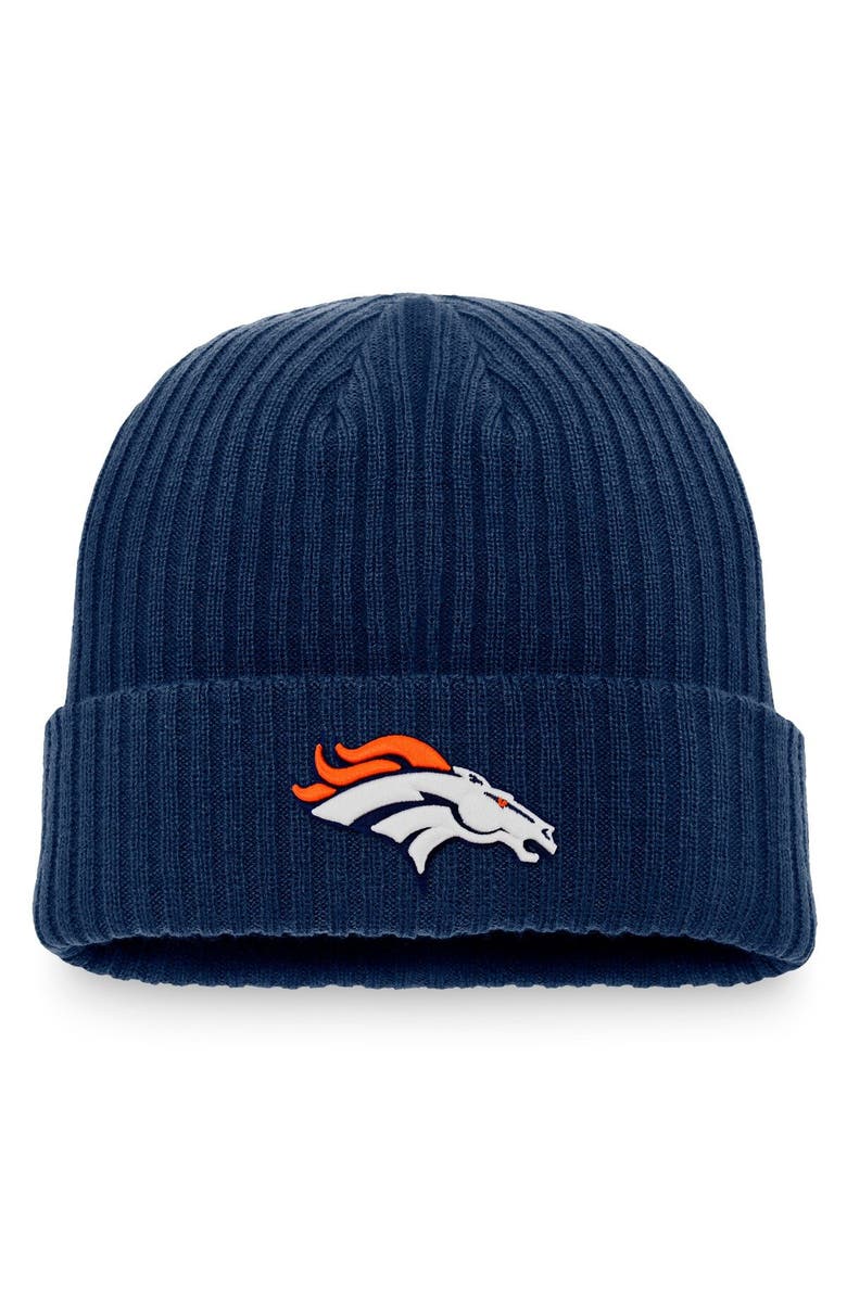 FANATICS Men's Fanatics Branded Navy Denver Broncos Logo Cuffed Knit Hat, Main, color,
