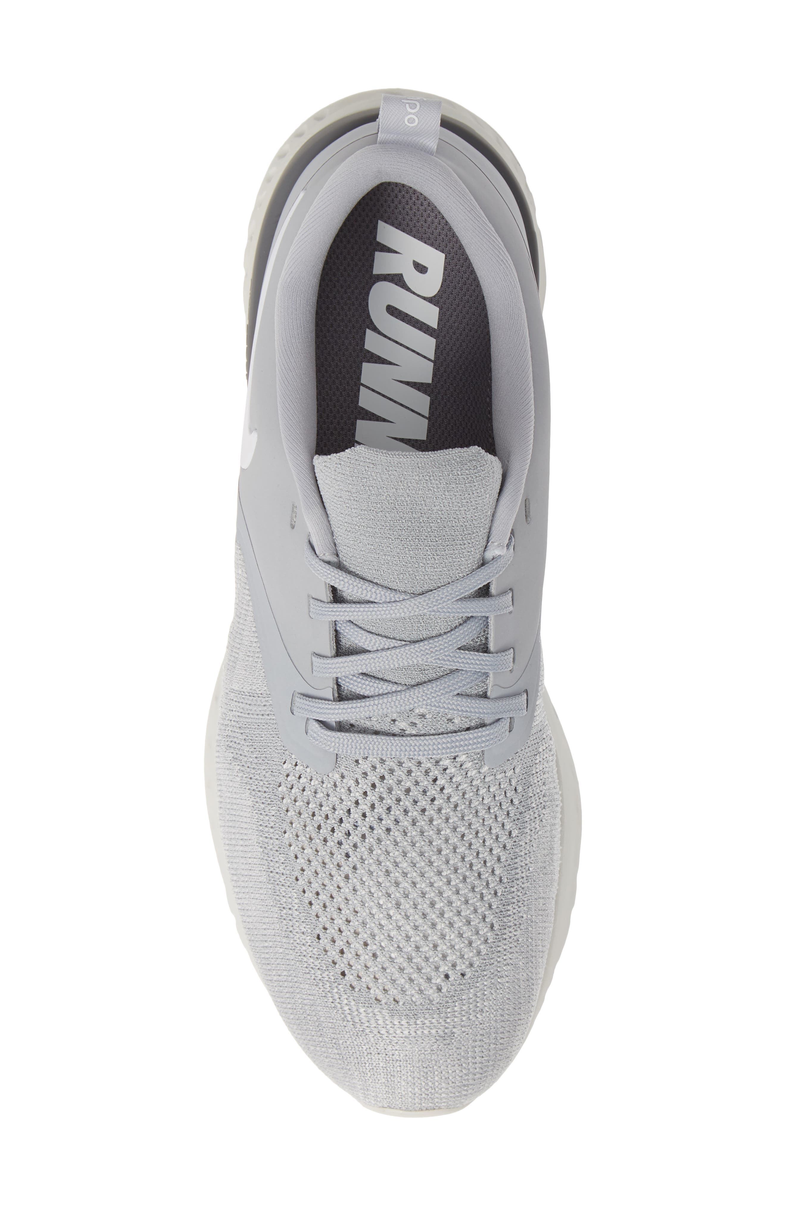 Odyssey React 2 Flyknit Running Shoe, Alternate, color, WOLF GREY/ WHITE/ PLATINUM