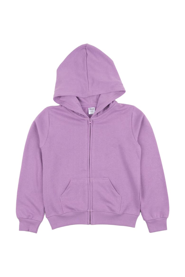 Kids Zip-Up Sweatshirt Hoodie, Cotton Blend, Solid Colors, Alternate, color, PURPLE
