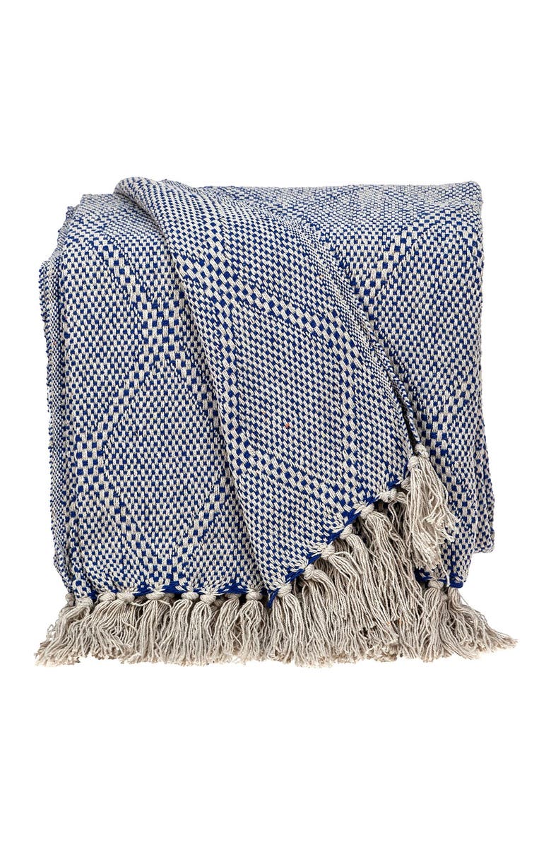 PARKLAND COLLECTION Kora Transitional Blue 52" x 67" Woven Handloom Throw, Alternate, color, Blue