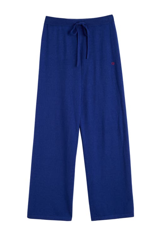 Chinti & Parker Snoopy Nautical Wide Leg Wool Cashmere Pants In Admiral Blue/multi