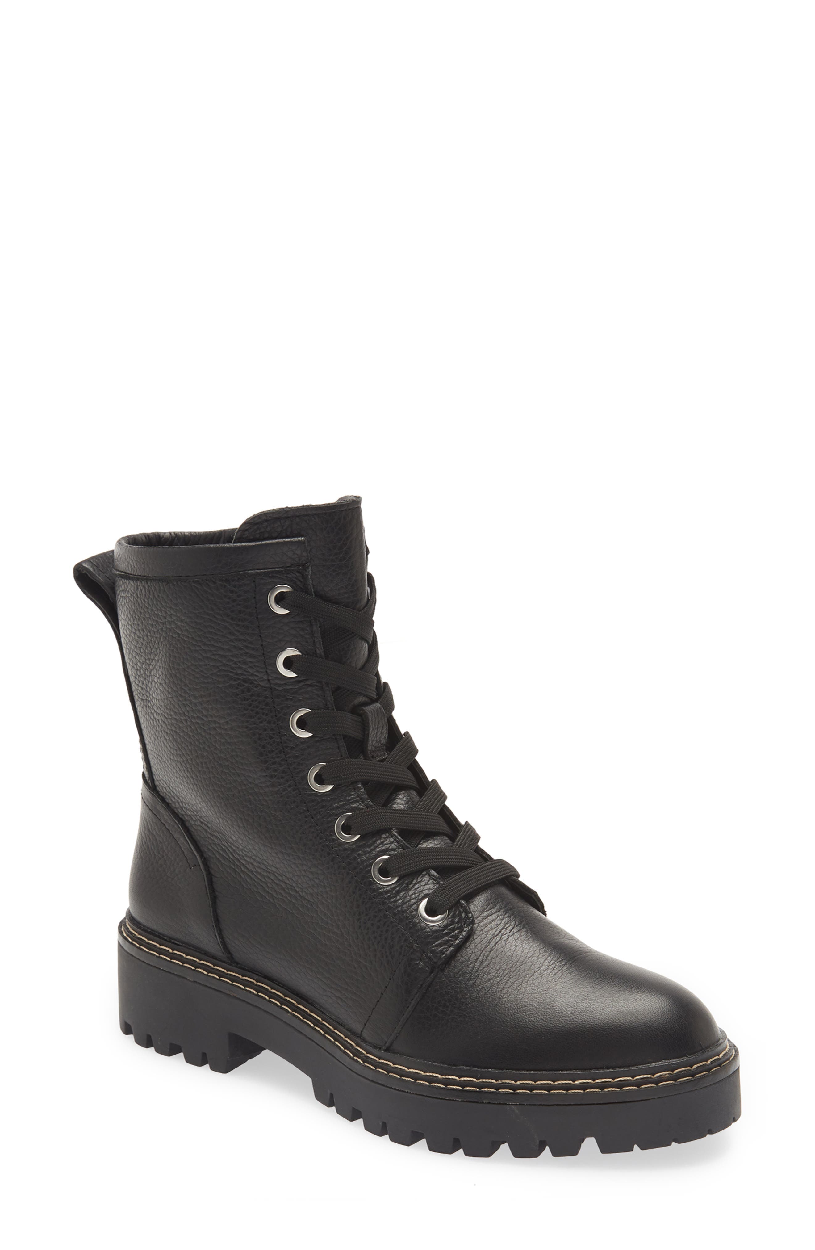 Nordstrom Moonie Water Resistant Leather Combat Boot, Main, color, 
