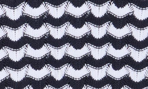 Brooks Brothers Stripe Pointelle Stitch Short Sleeve Cotton Sweater In White