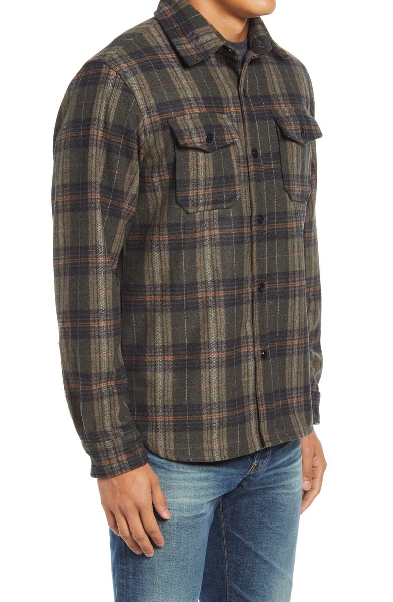 Schott NYC CPO Plaid Wool Blend Button-Up Shirt Jacket, Alternate, color, 