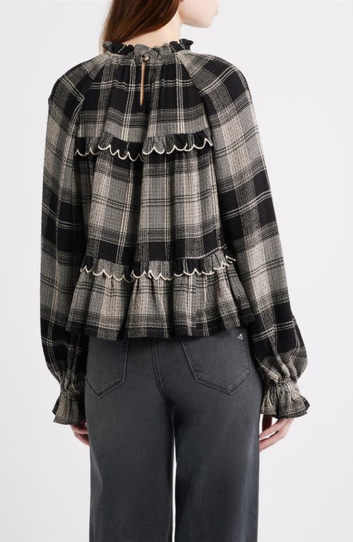Treasure & Bond Long Sleeve Plaid Woven Shirt In Brown