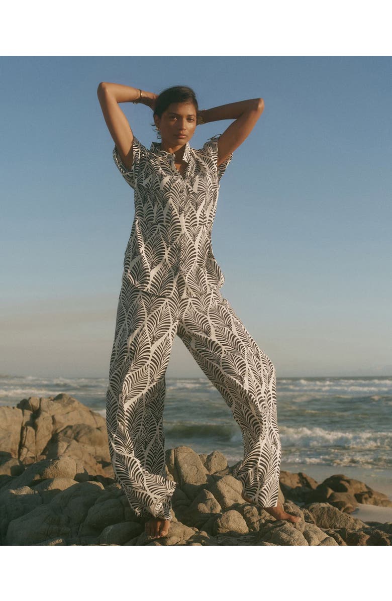 MINT VELVET Leaf Print Resort Shirt, Alternate, color, Blue