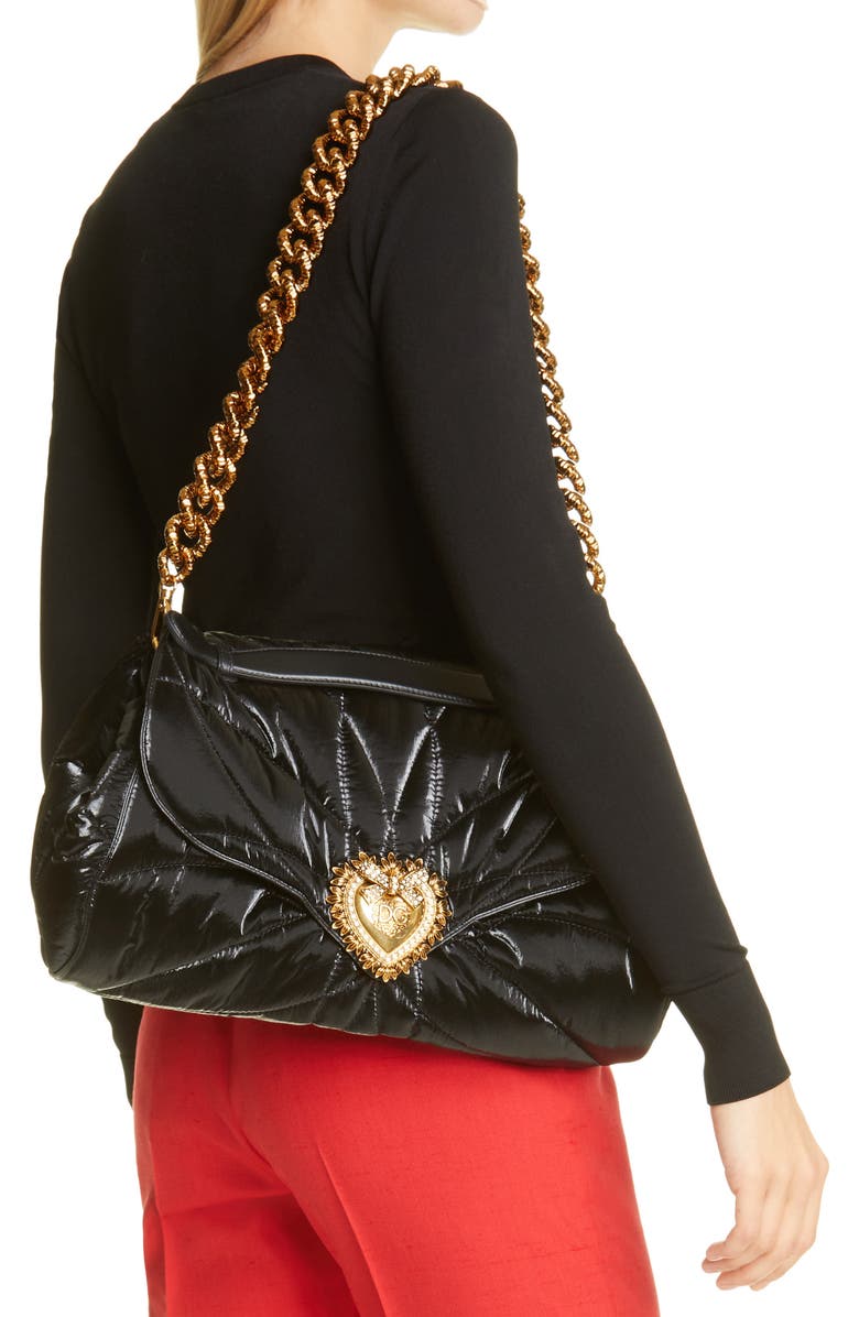 Dolce&Gabbana Devotion Quilted Shoulder Bag, Alternate, color,