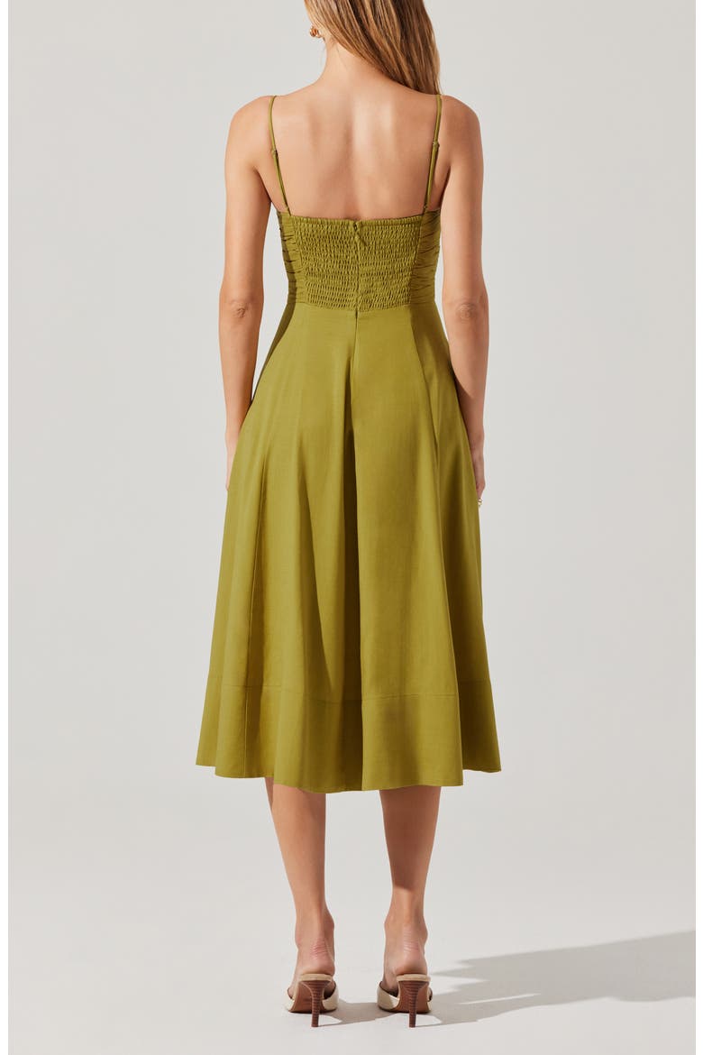Celina Pleated Cutout Midi Sundress, Alternate, color, CHARTREUSE