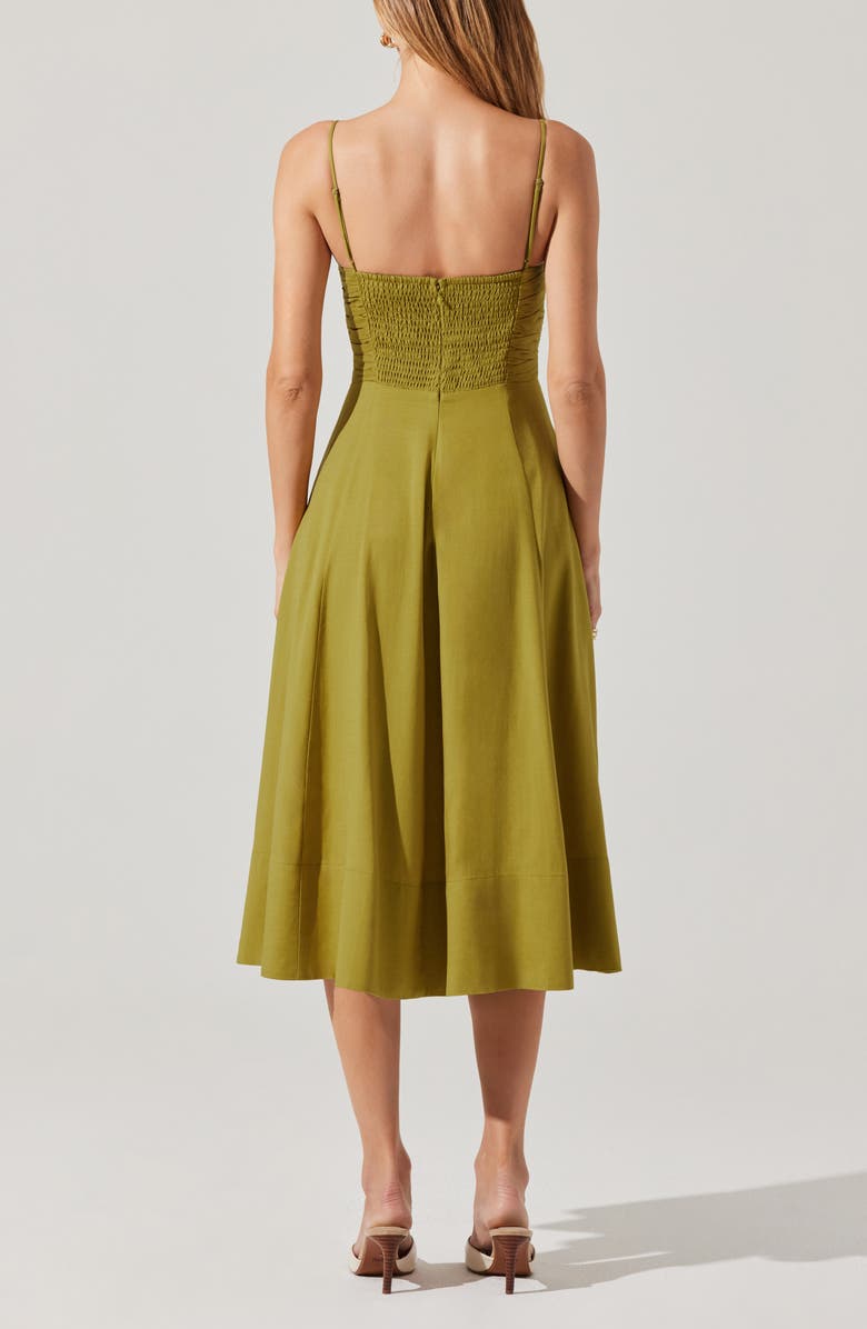 ASTR the Label Celina Pleated Cutout Midi Sundress, Alternate, color, Chartreuse
