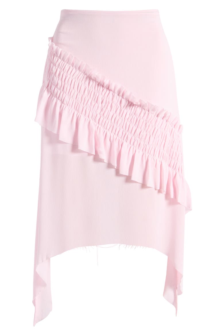 Smocked Ruffle Midi Skirt, Alternate, color, PINK ICING