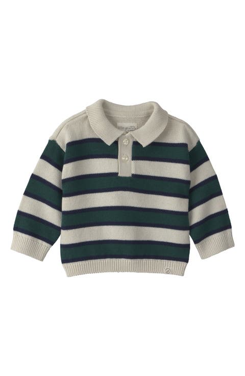 Kids' Striped Long Sleeve Polo Sweater