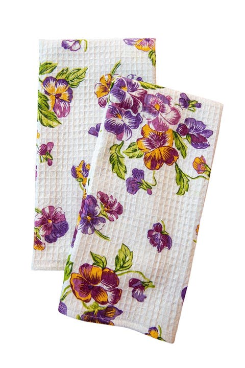 Pansies Tea Towels, Set of 2