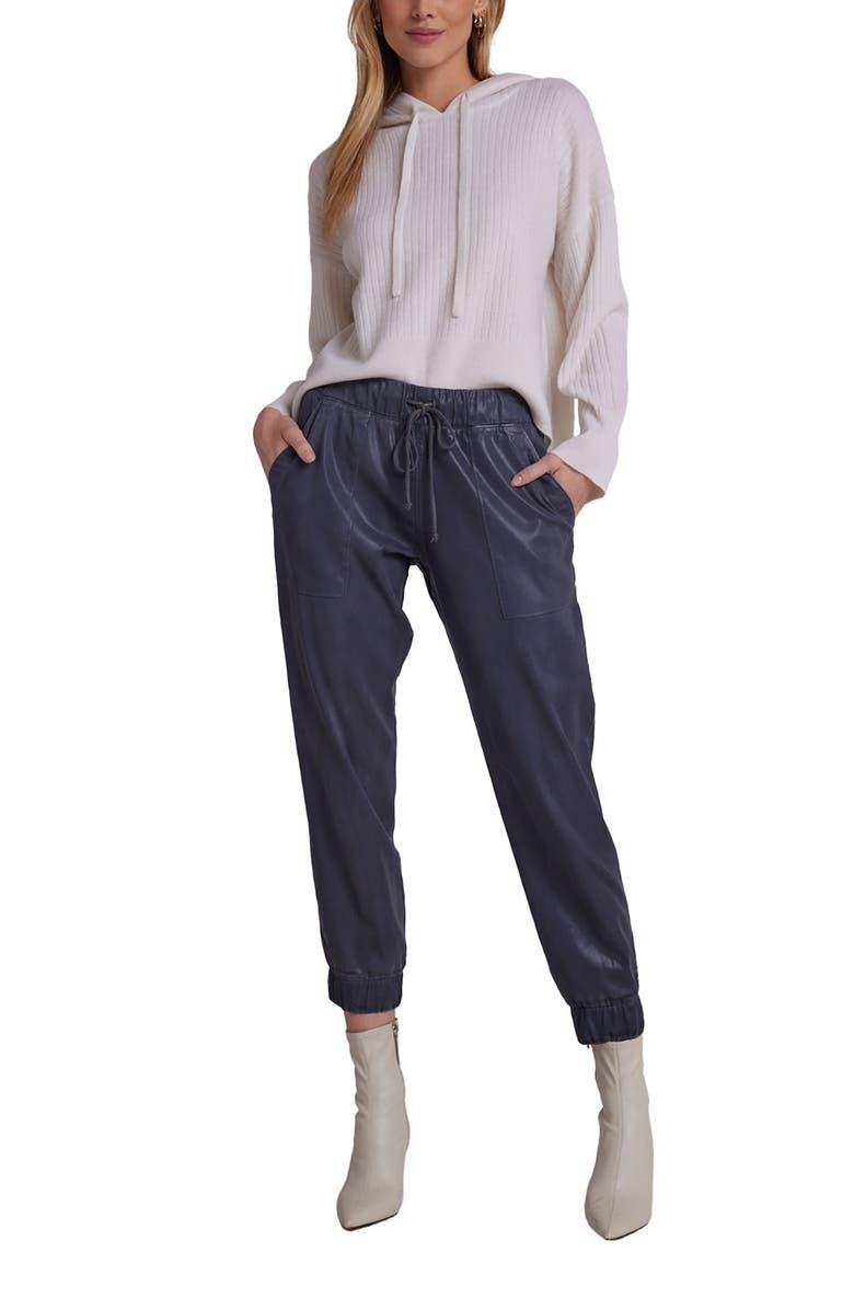 Bella Dahl Chelsea Faux Leather Joggers, Alternate, color, Frosted Blue