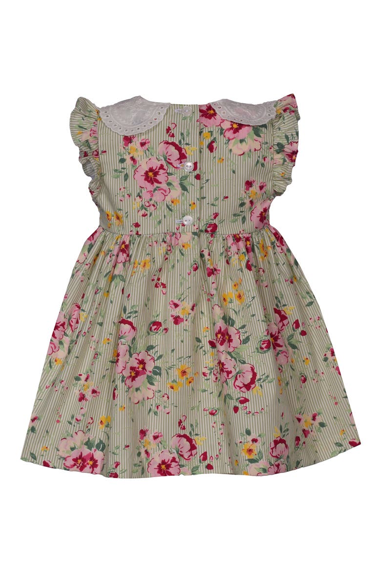 Peter Pan Collar Floral Smocked Cotton Party Dress, Alternate, color, GREEN