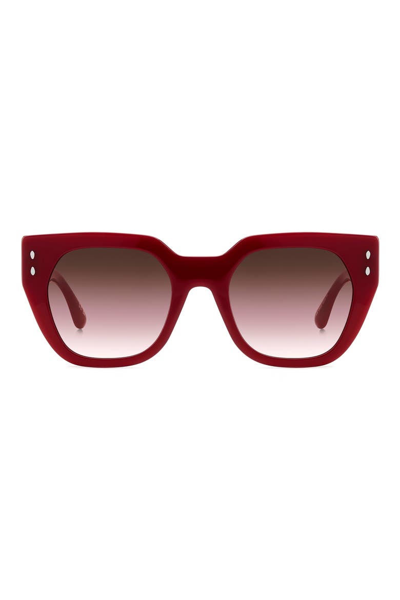 53mm Gradient Square Sunglasses, Main, color, BURGUNDY/ SF PINK