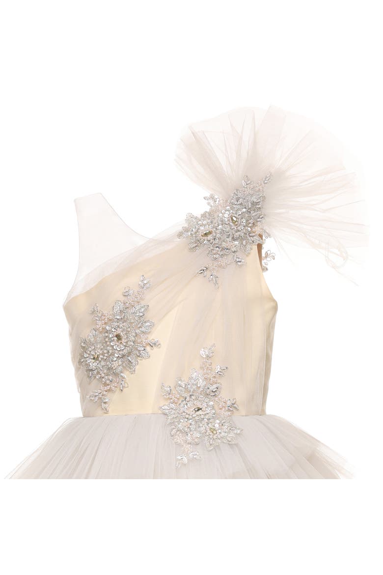 Mirabelle One-Shoulder Embellished Gown, Alternate, color, cream