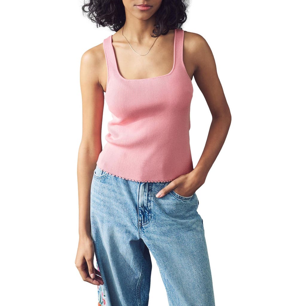 Next Lace Trim Knit Tank In Pink
