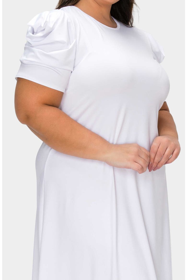 Aleyna Puff Sleeve A-Line Dress, Alternate, color, WHITE