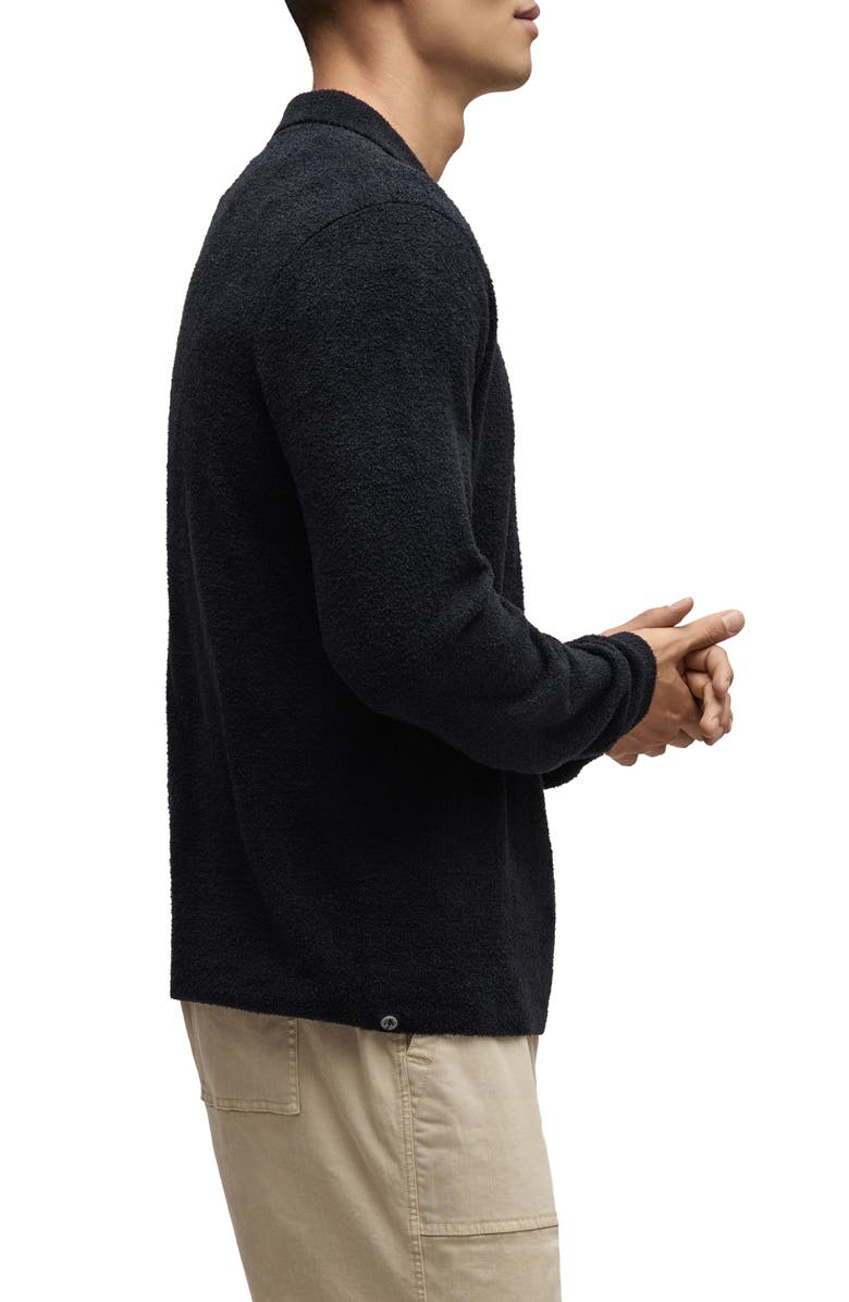 Barefoot Dreams<sup>®</sup> CozyChic<sup>®</sup> Lite Long Sleeve Polo Shirt, Alternate, color, Black