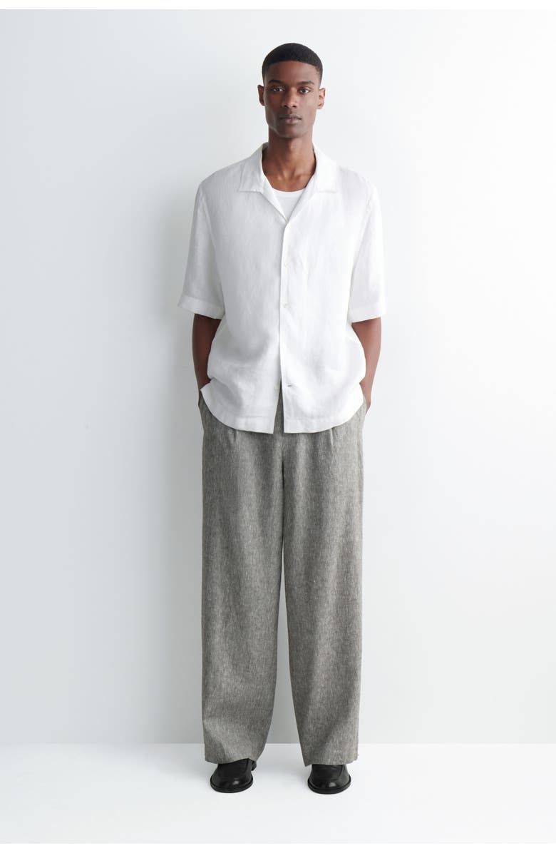 COS Camp-collar Short-sleeved Linen Shirt, Alternate, color, White