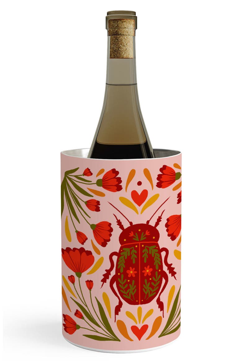Beetle with Flowers Wine Chiller Canister, Main, color, RED