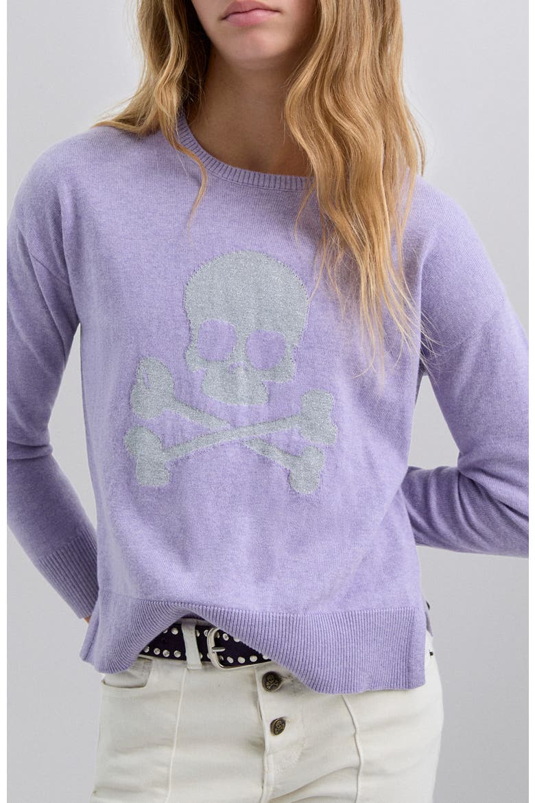 Skull Intarsia Tricot Girls, Alternate, color, Lilac