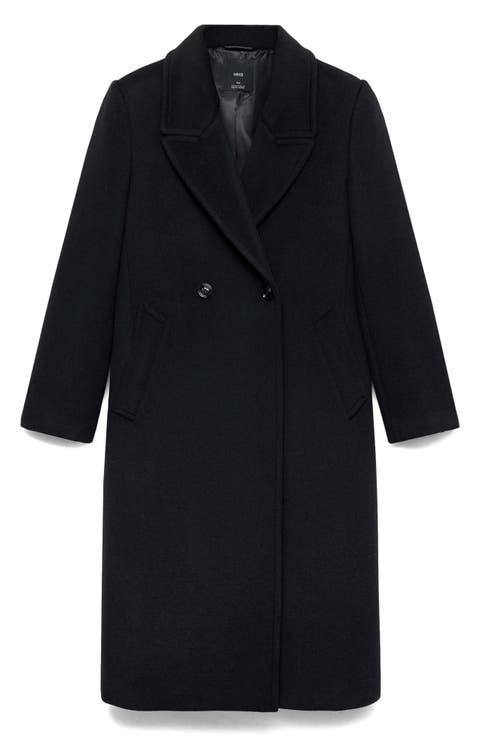 Lapels Double Breasted Coat (Plus)