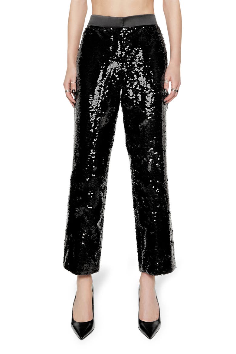 Jane Sequin Ankle Pants, Main, color, BLACK