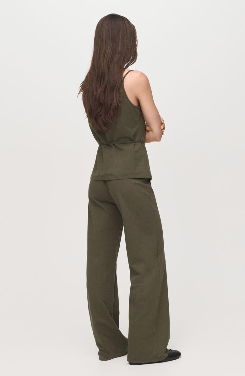 MANGO Straight Fit Pants with Elastic Waist, Alternate, color, Khaki Green