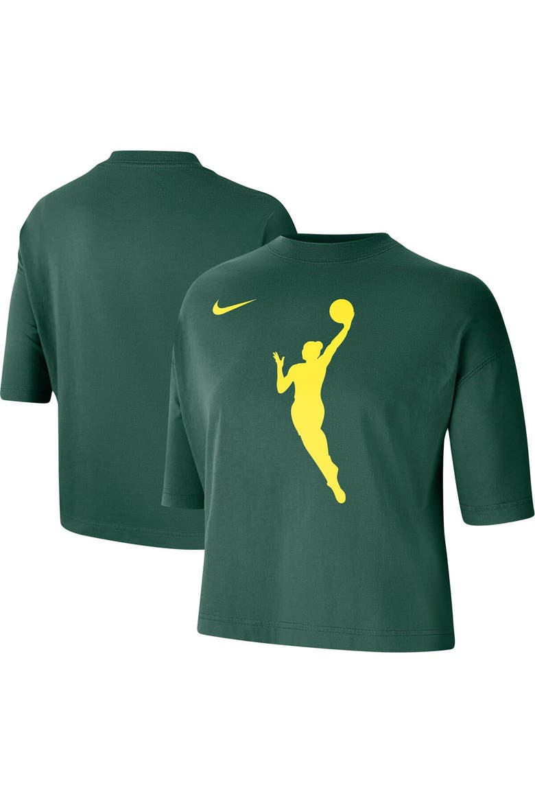 Women's Nike Hunter Green WNBA Logowoman Team 13 Cropped Boxy T-Shirt, Alternate, color, Hunter Green