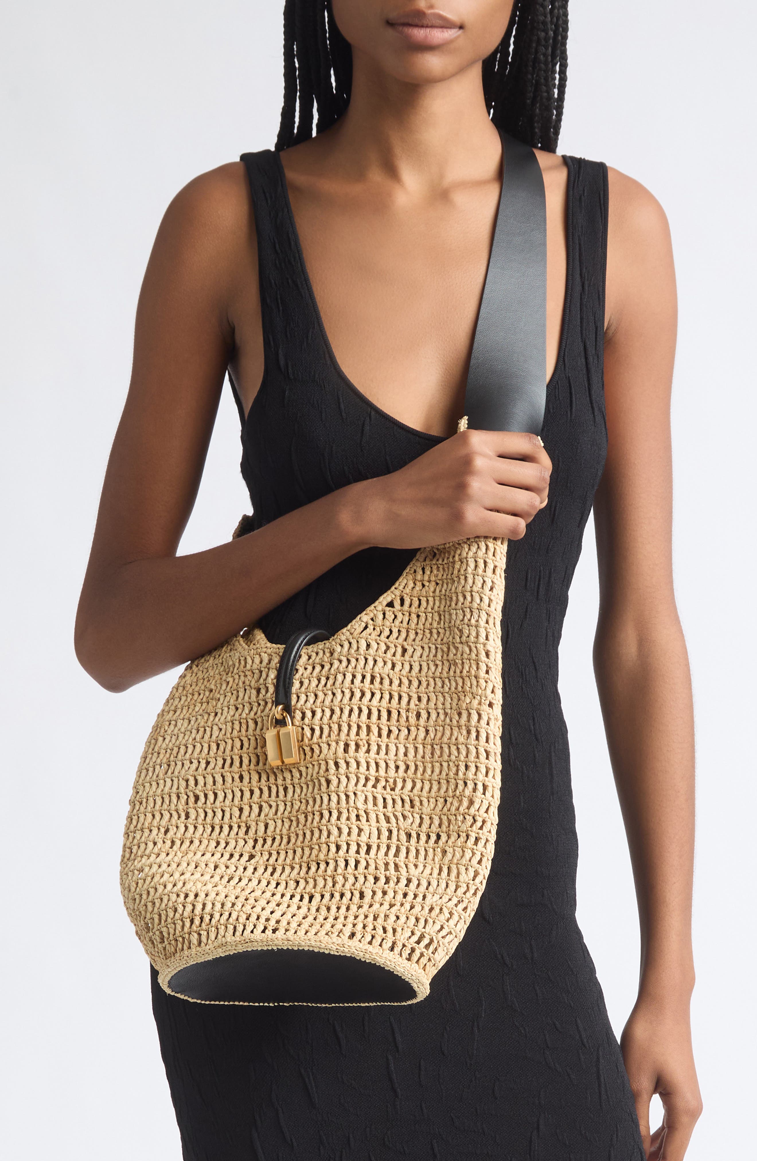 The Siena Raffia Crossbody Bag, Alternate, color, NATURAL/ BLACK