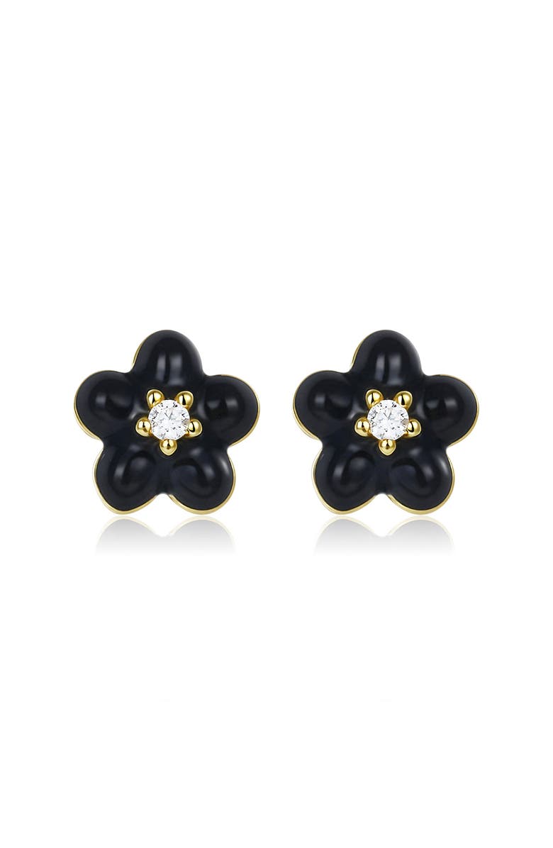 Anna Zuckerman Petit Daisy Earrings, Main, color, Black/Yellow Gold