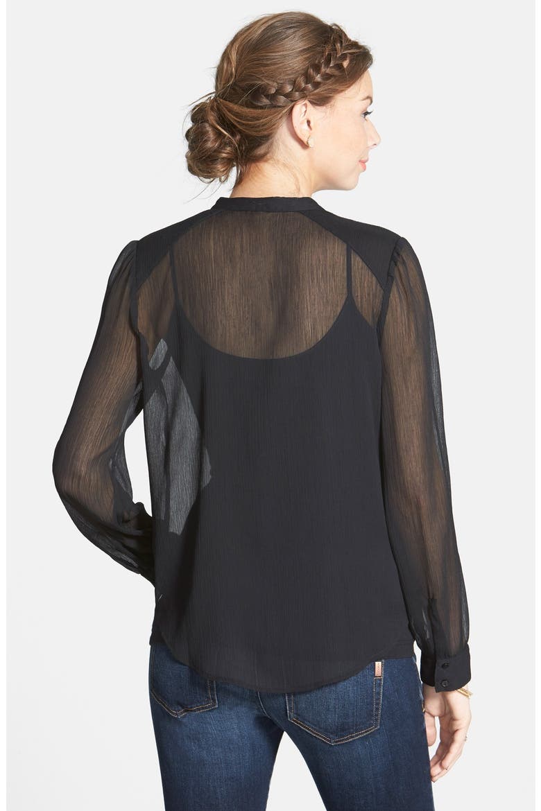 Frenchi® Lace Bib Blouse, Alternate, color, BLACK
