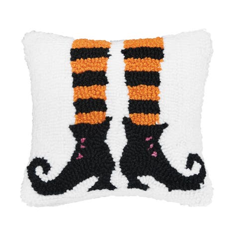 Witch Shoes Halloween Hooked Small/Petite Accent Pillow, 8" x 8"