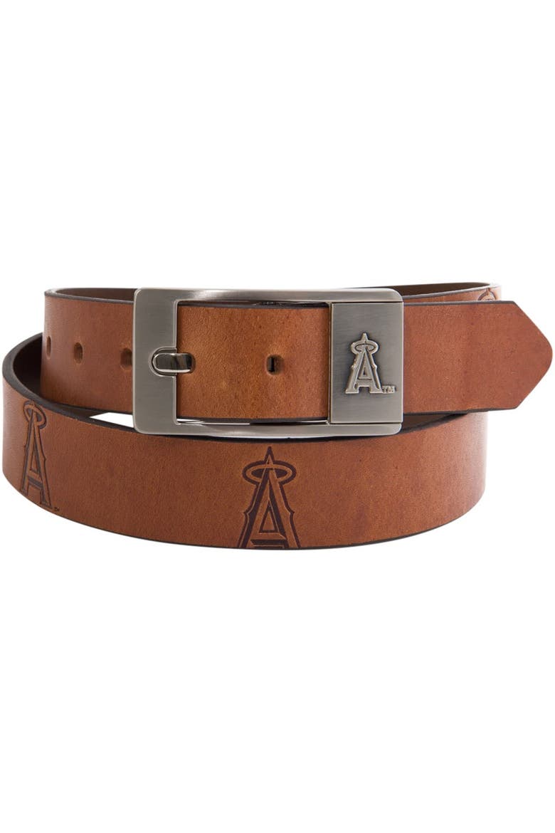 Los Angeles Angels Brandish Leather Belt, Main, color, Brown