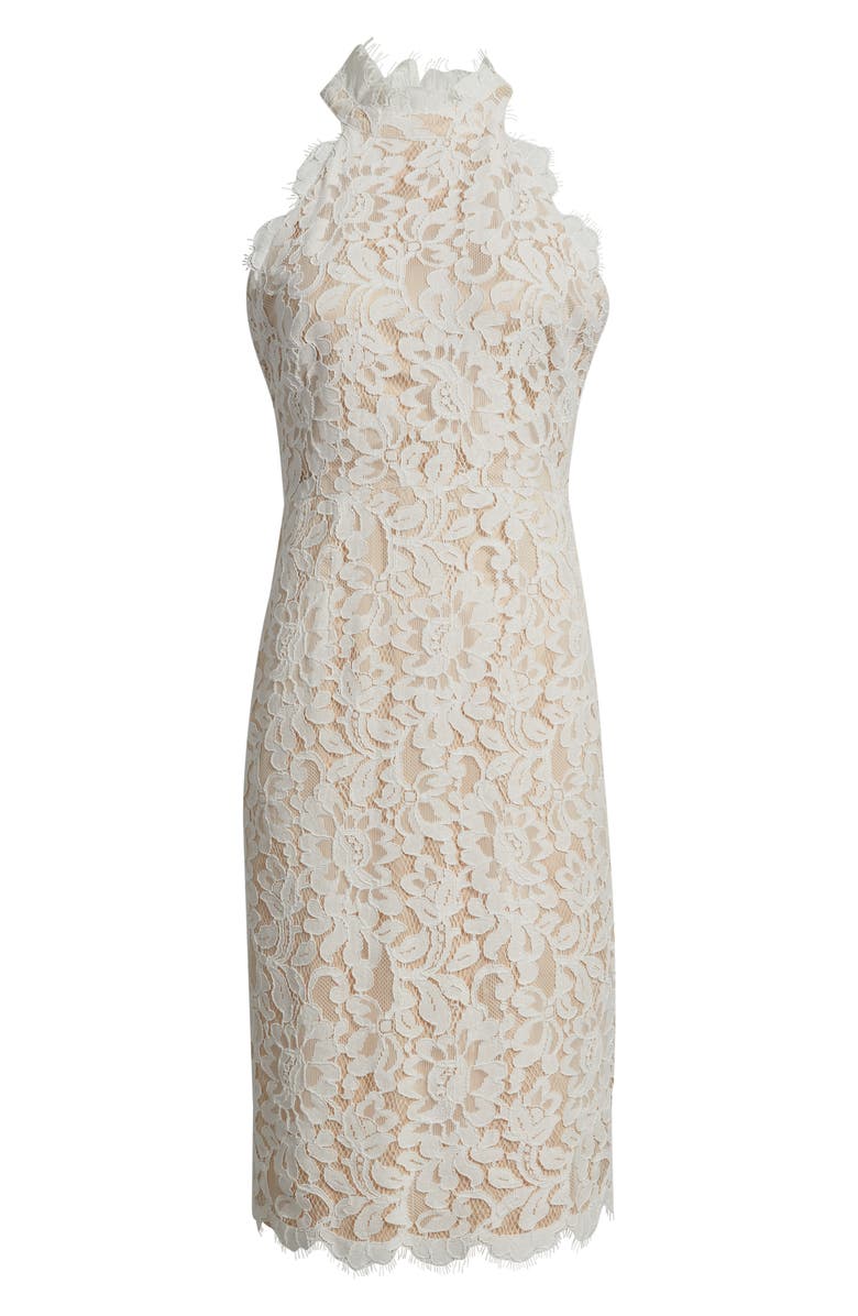 Eliza J Floral Lace Sheath Dress, Alternate, color, Ivory Beig