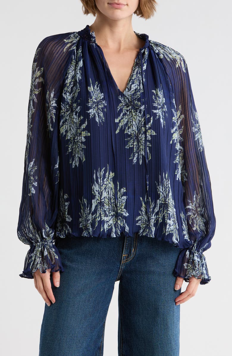 Ramy Brook Kassie Floral Print Top, Main, color, Navy Floral