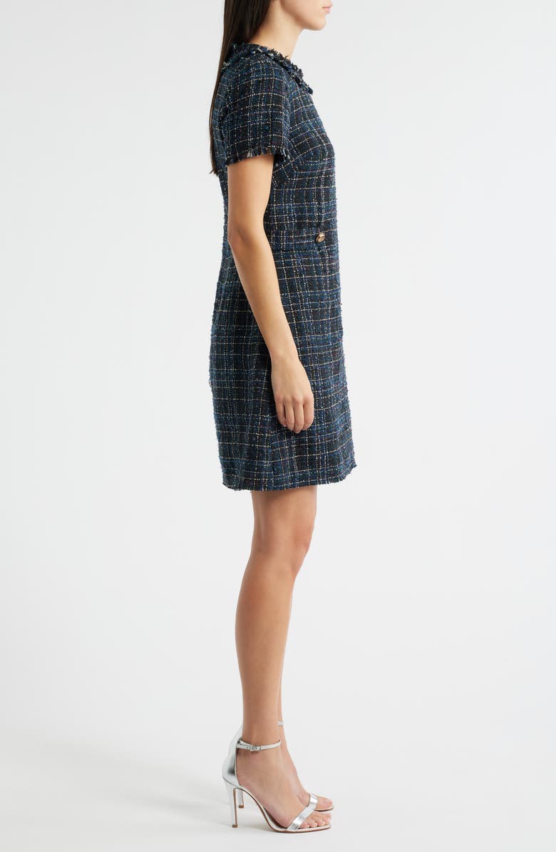 Eliza J Tweed A-Line Dress, Alternate, color, Navy Black