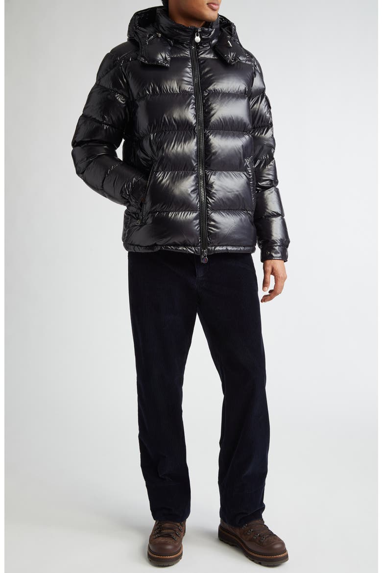 Maya Lacquered Nylon Down Jacket, Alternate, color, BLACK/BLACK