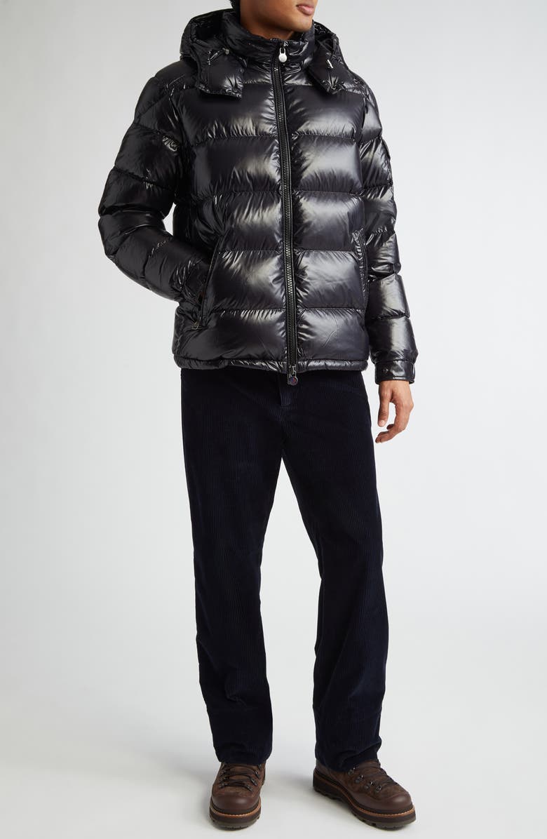 Moncler Maya Lacquered Nylon Down Jacket, Alternate, color, Black/Black